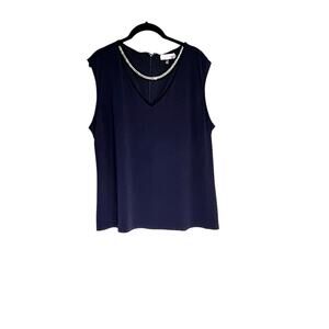 Calvin Klein Women's Top w/Necklace, Size 1X, Black